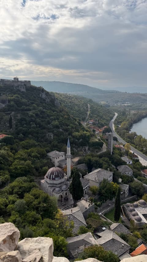 The hillside village of Počitelj, Bosnia and Herzegovina, with its mosque and old stone houses above the Neretva valley